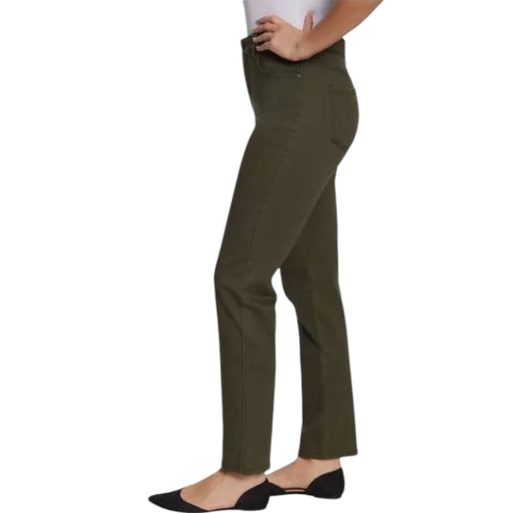 Olive Green Jeans  Mid-Rise Stretch Tapered Leg Classic Fit NWT Sz 8P - Picture 6 of 11